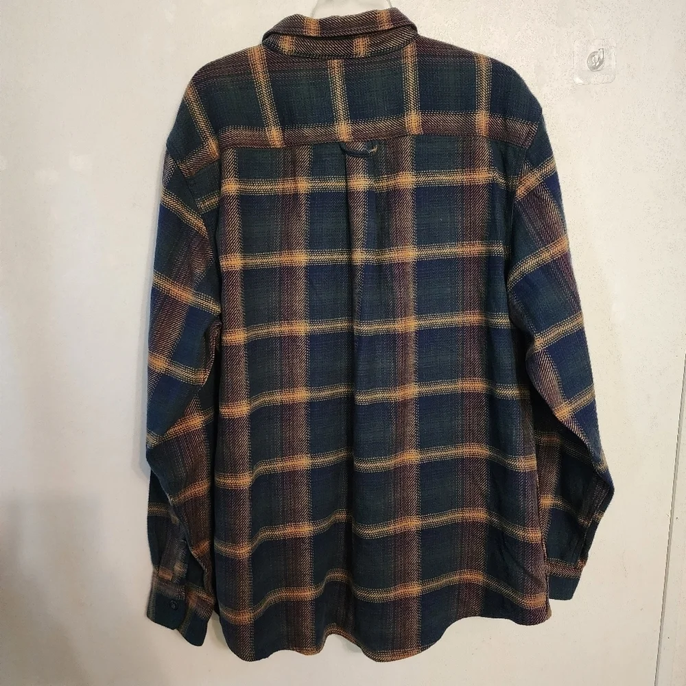 Orvis Mens Heavy Blanket Flannel Button Up Plaid Shirt Pockets Cotton Size XXL